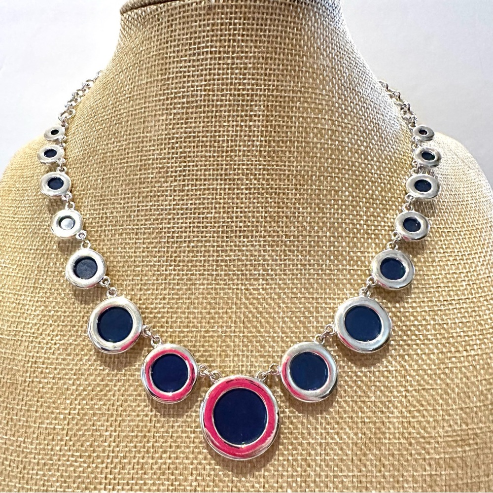 Chaps Necklace- Statement Collar Length Silver To… - image 8